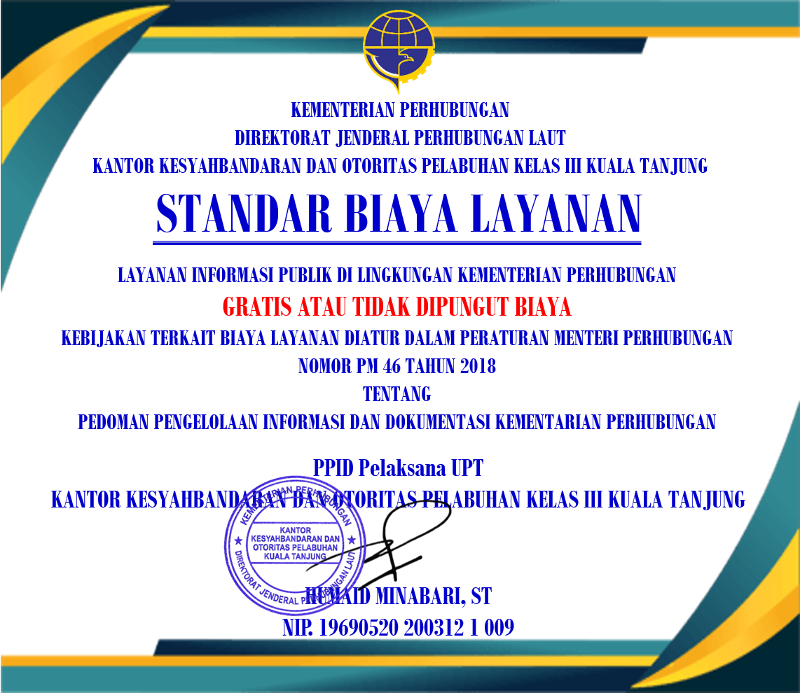STANDARD BIAYA PELAYANAN
